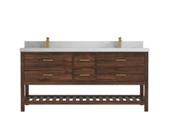 Parker Teak Wood 72 in. W x 22 in. D Double Sink Bathroom Vanity - photo 1