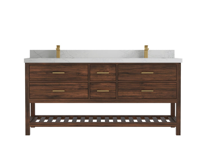 Parker Teak Wood 72 in. W x 22 in. D Double Sink Bathroom Vanity - photo 1