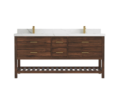 Parker Teak Wood 72 in. W x 22 in. D Double Sink Bathroom Vanity - Willow Bath and Vanity