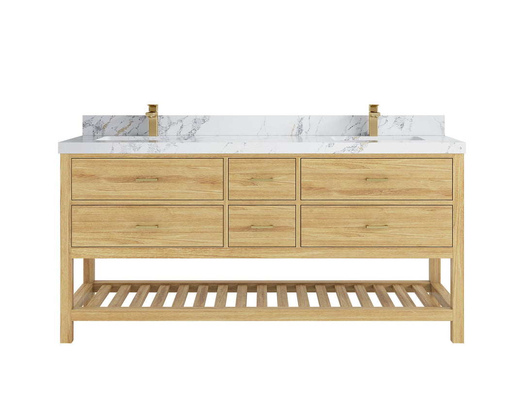 Parker Teak Wood 72 in. W x 22 in. D Double Sink Bathroom Vanity - Willow Bath and Vanity