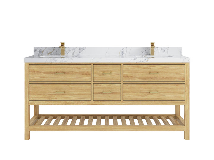 Parker Teak Wood 72 in. W x 22 in. D Double Sink Bathroom Vanity - photo 28