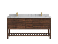 Parker Teak Wood 72 in. W x 22 in. D Double Sink Bathroom Vanity - photo 36