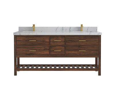 Parker Teak Wood 72 in. W x 22 in. D Double Sink Bathroom Vanity - Willow Bath and Vanity