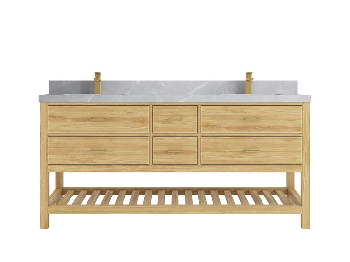 Parker Teak Wood 72 in. W x 22 in. D Double Sink Bathroom Vanity - photo 18