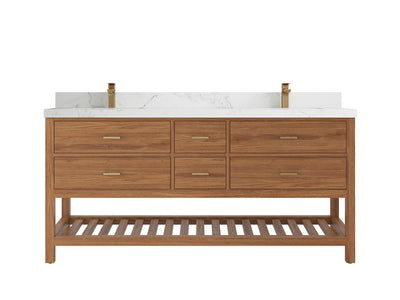 Parker Teak Wood 72 in. W x 22 in. D Double Sink Bathroom Vanity - Willow Bath and Vanity