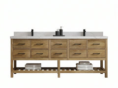 Parker Teak Wood 84 in. W x 22 in. D Double Sink Bathroom Vanity - photo 1