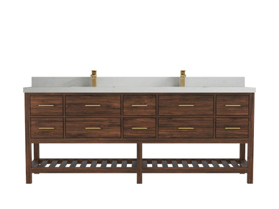 Parker Teak Wood 84 in. W x 22 in. D Double Sink Bathroom vanity with - Willow Bath and Vanity