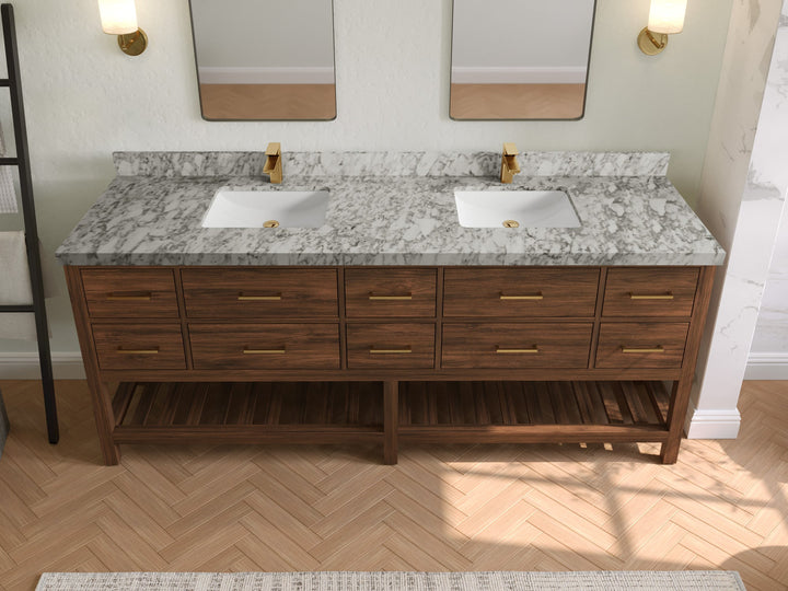 Parker Teak Wood 84 in. W x 22 in. D Double Sink Bathroom vanity with - photo 18