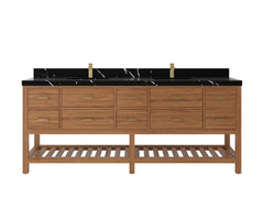 Parker Teak Wood 84 in. W x 22 in. D Double Sink Bathroom Vanity - photo 12