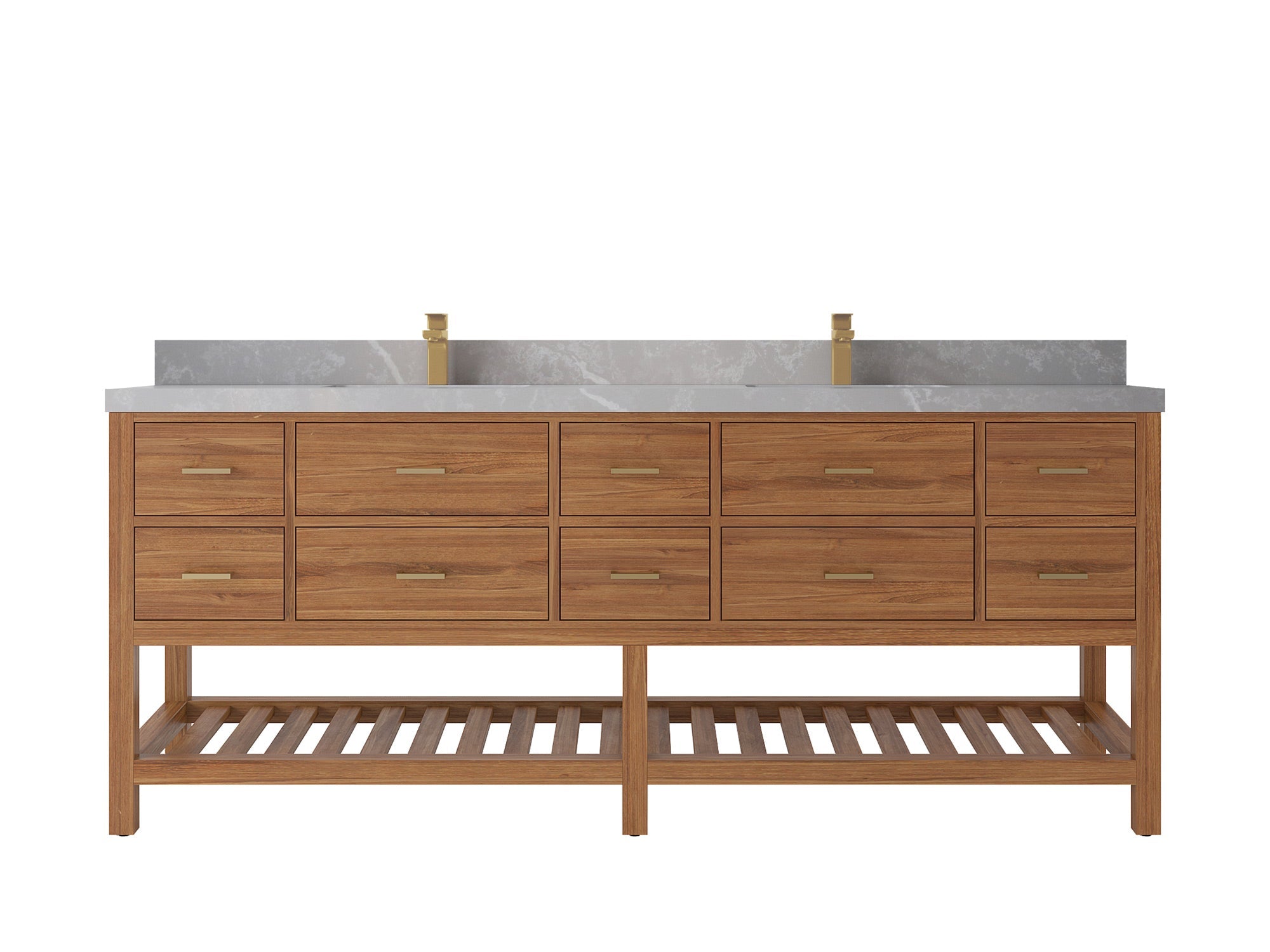 Parker Teak Wood 84 in. W x 22 in. D Double Sink Bathroom vanity with - Willow Bath and Vanity