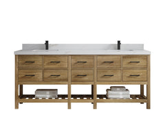 Parker Teak Wood 84 in. W x 22 in. D Double Sink Bathroom Vanity - photo 14