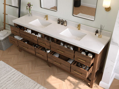 Parker Teak Wood 84 in. W x 22 in. D Double Sink Bathroom vanity with - Willow Bath and Vanity