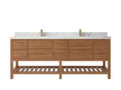 Parker Teak Wood 84 in. W x 22 in. D Double Sink Bathroom Vanity - photo 16