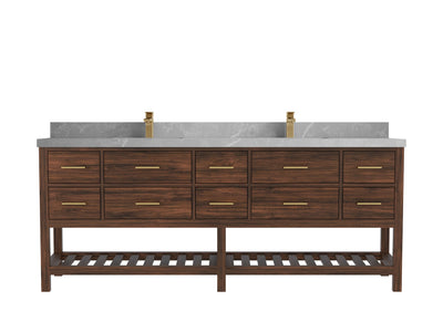 Parker Teak Wood 84 in. W x 22 in. D Double Sink Bathroom vanity with - Willow Bath and Vanity