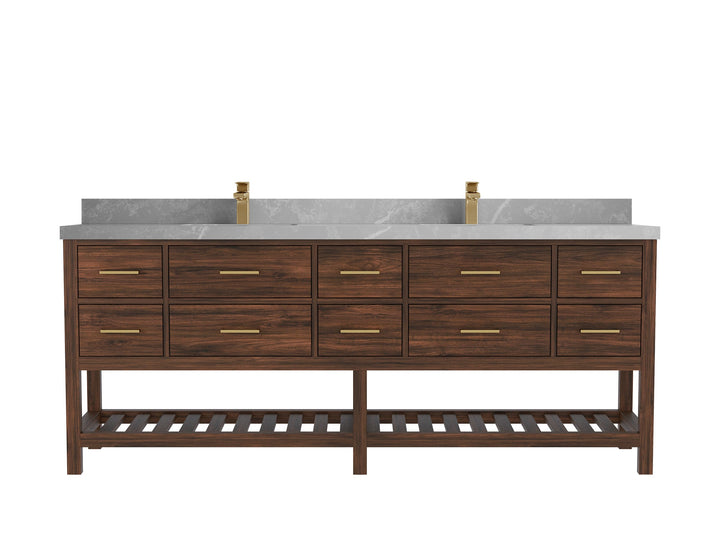 Parker Teak Wood 84 in. W x 22 in. D Double Sink Bathroom vanity with - photo 25