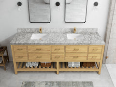 Parker Teak Wood 84 in. W x 22 in. D Double Sink Bathroom Vanity - photo 12