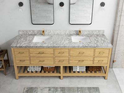 Parker Teak Wood 84 in. W x 22 in. D Double Sink Bathroom vanity with - Willow Bath and Vanity