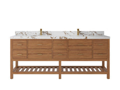 Parker Teak Wood 84 in. W x 22 in. D Double Sink Bathroom Vanity - photo 30