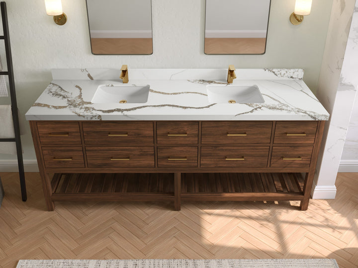 Parker Teak Wood 84 in. W x 22 in. D Double Sink Bathroom vanity with - photo 8
