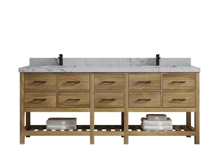 Parker Teak Wood 84 in. W x 22 in. D Double Sink Bathroom Vanity - photo 20