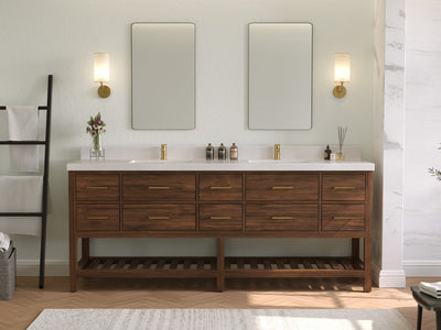 Parker Teak Wood 84 in. W x 22 in. D Double Sink Bathroom vanity with - Willow Bath and Vanity