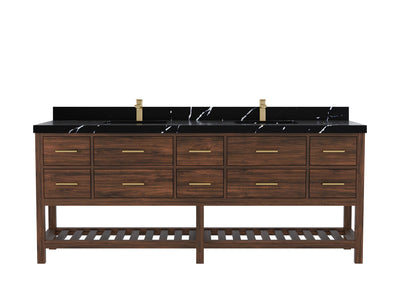 Parker Teak Wood 84 in. W x 22 in. D Double Sink Bathroom vanity with - Willow Bath and Vanity