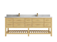 Parker Teak Wood 84 in. W x 22 in. D Double Sink Bathroom Vanity - photo 1