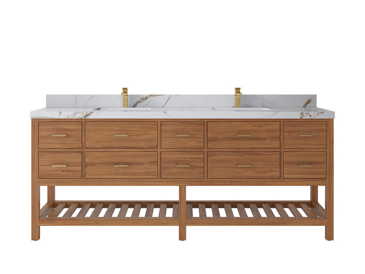 Parker Teak Wood 84 in. W x 22 in. D Double Sink Bathroom vanity with - photo 13