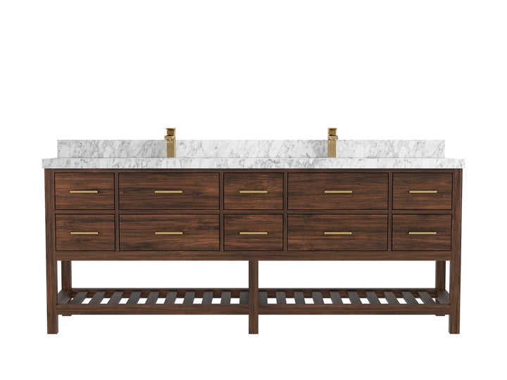 Parker Teak Wood 84 in. W x 22 in. D Double Sink Bathroom vanity with - photo 19