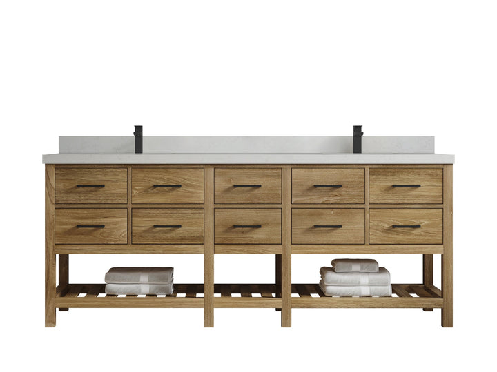 Parker Teak Wood 84 in. W x 22 in. D Double Sink Bathroom Vanity - photo 8