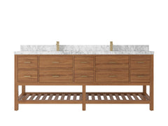 Parker Teak Wood 84 in. W x 22 in. D Double Sink Bathroom Vanity - photo 8