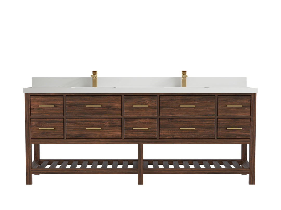 Parker Teak Wood 84 in. W x 22 in. D Double Sink Bathroom vanity with - Willow Bath and Vanity