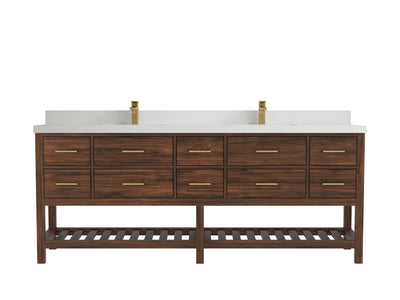 Parker Teak Wood 84 in. W x 22 in. D Double Sink Bathroom vanity with - Willow Bath and Vanity