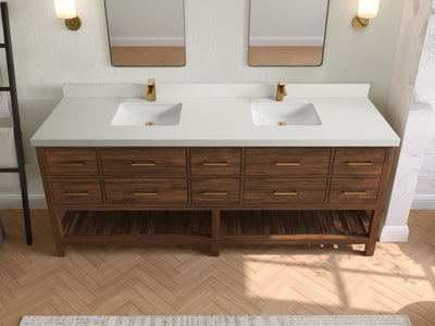 Parker Teak Wood 84 in. W x 22 in. D Double Sink Bathroom vanity with - Willow Bath and Vanity