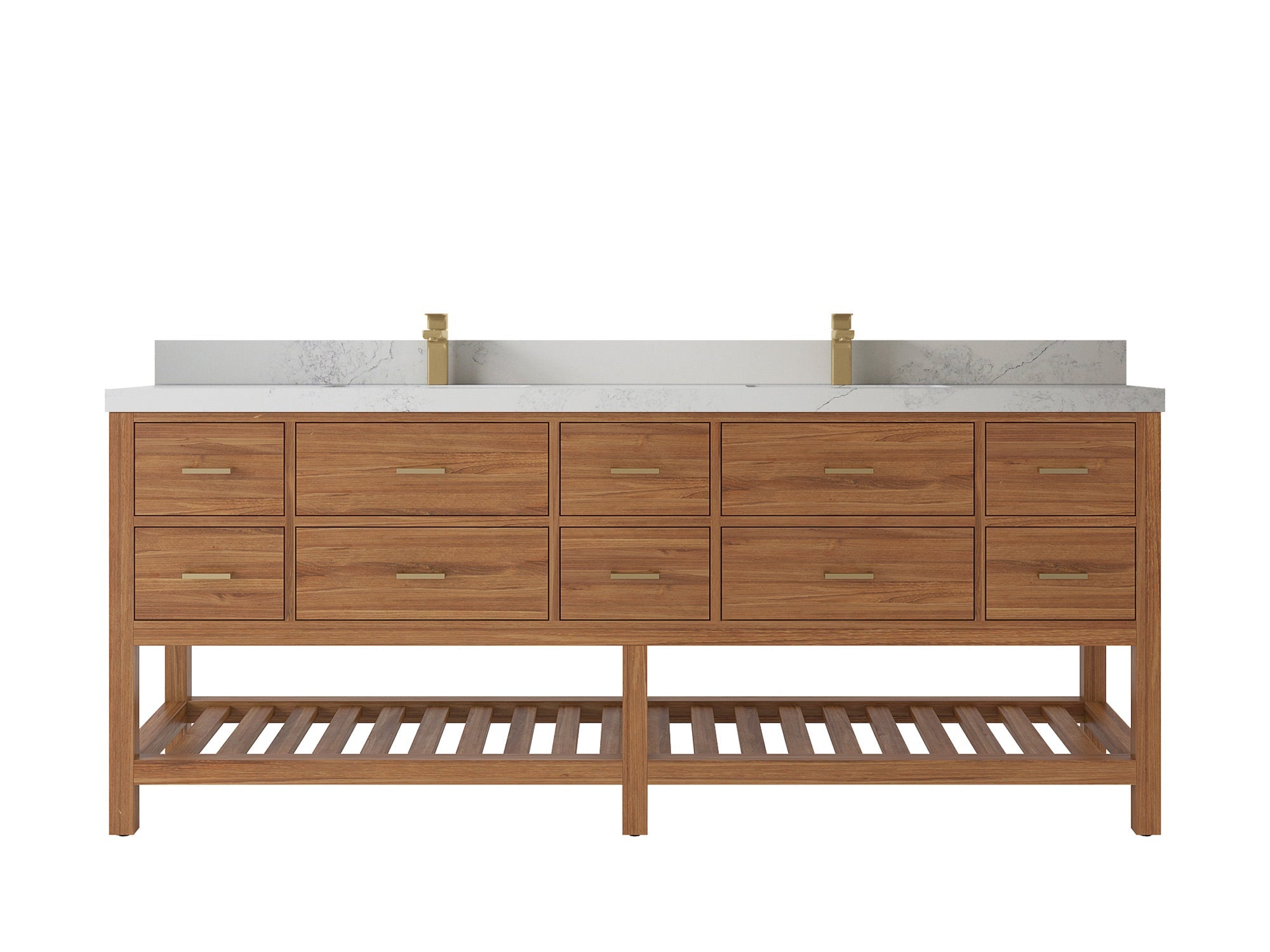 Parker Teak Wood 84 in. W x 22 in. D Double Sink Bathroom vanity with - Willow Bath and Vanity