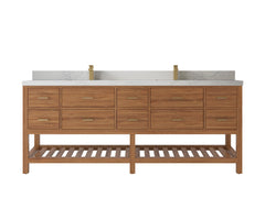 Parker Teak Wood 84 in. W x 22 in. D Double Sink Bathroom Vanity - photo 1