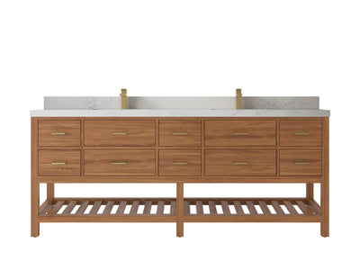 Parker Teak Wood 84 in. W x 22 in. D Double Sink Bathroom vanity with - Willow Bath and Vanity