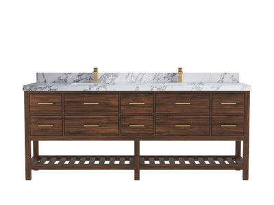 Parker Teak Wood 84 in. W x 22 in. D Double Sink Bathroom vanity with - Willow Bath and Vanity
