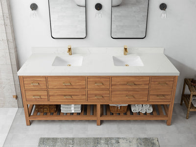 Parker Teak Wood 84 in. W x 22 in. D Double Sink Bathroom vanity with - Willow Bath and Vanity