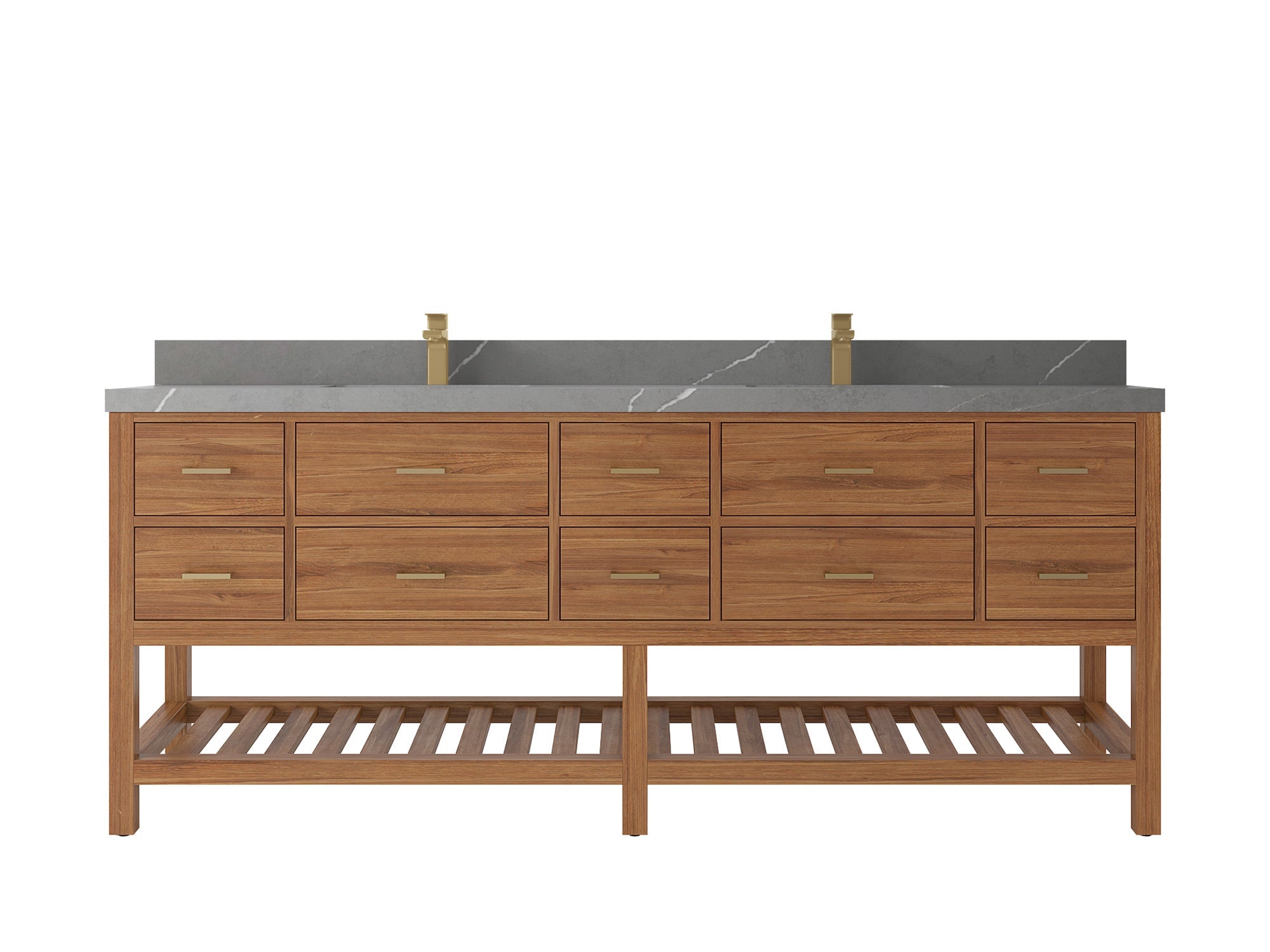 Parker Teak Wood 84 in. W x 22 in. D Double Sink Bathroom vanity with - Willow Bath and Vanity