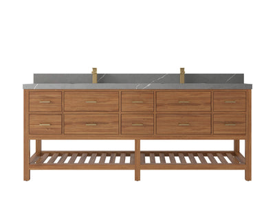 Parker Teak Wood 84 in. W x 22 in. D Double Sink Bathroom vanity with - Willow Bath and Vanity
