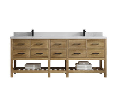 Parker Teak Wood 84 in. W x 22 in. D Double Sink Bathroom Vanity - photo 1