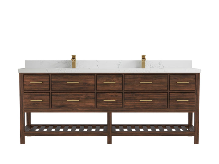 Parker Teak Wood 84 in. W x 22 in. D Double Sink Bathroom vanity with - photo 23