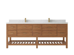 Parker Teak Wood 84 in. W x 22 in. D Double Sink Bathroom Vanity - photo 24