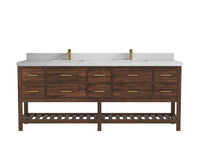 Parker Teak Wood 84 in. W x 22 in. D Double Sink Bathroom vanity with - Willow Bath and Vanity