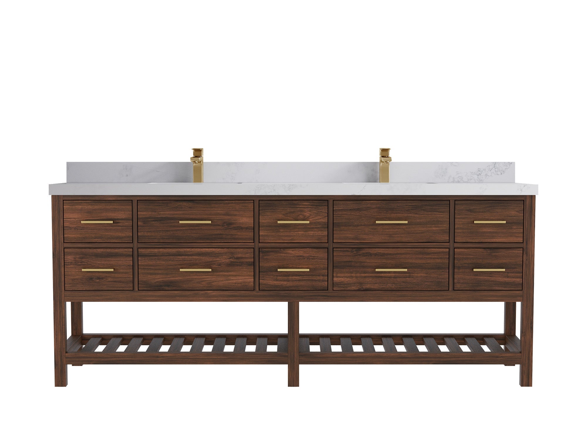 Parker Teak Wood 84 in. W x 22 in. D Double Sink Bathroom vanity with - Willow Bath and Vanity