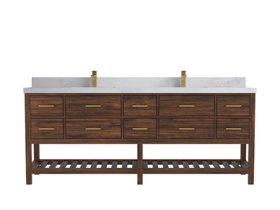 Parker Teak Wood 84 in. W x 22 in. D Double Sink Bathroom vanity with - Willow Bath and Vanity