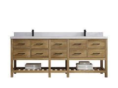 Parker Teak Wood 84 in. W x 22 in. D Double Sink Bathroom Vanity - photo 12