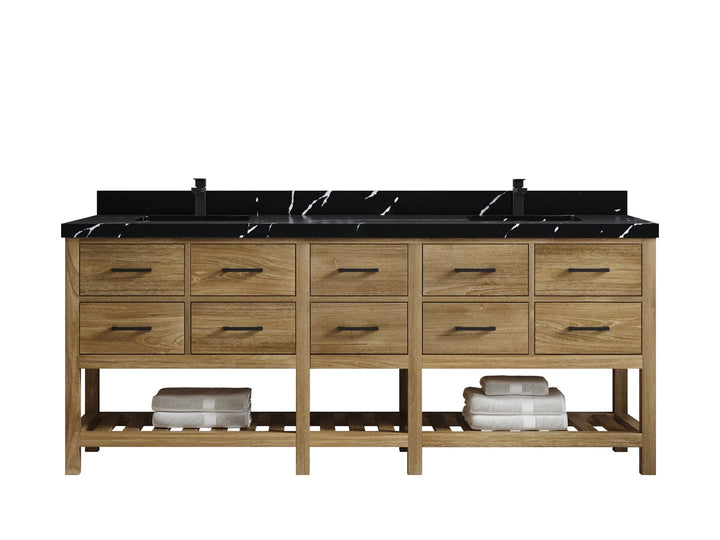 Parker Teak Wood 84 in. W x 22 in. D Double Sink Bathroom Vanity - photo 9