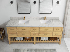 Parker Teak Wood 84 in. W x 22 in. D Double Sink Bathroom Vanity - photo 22
